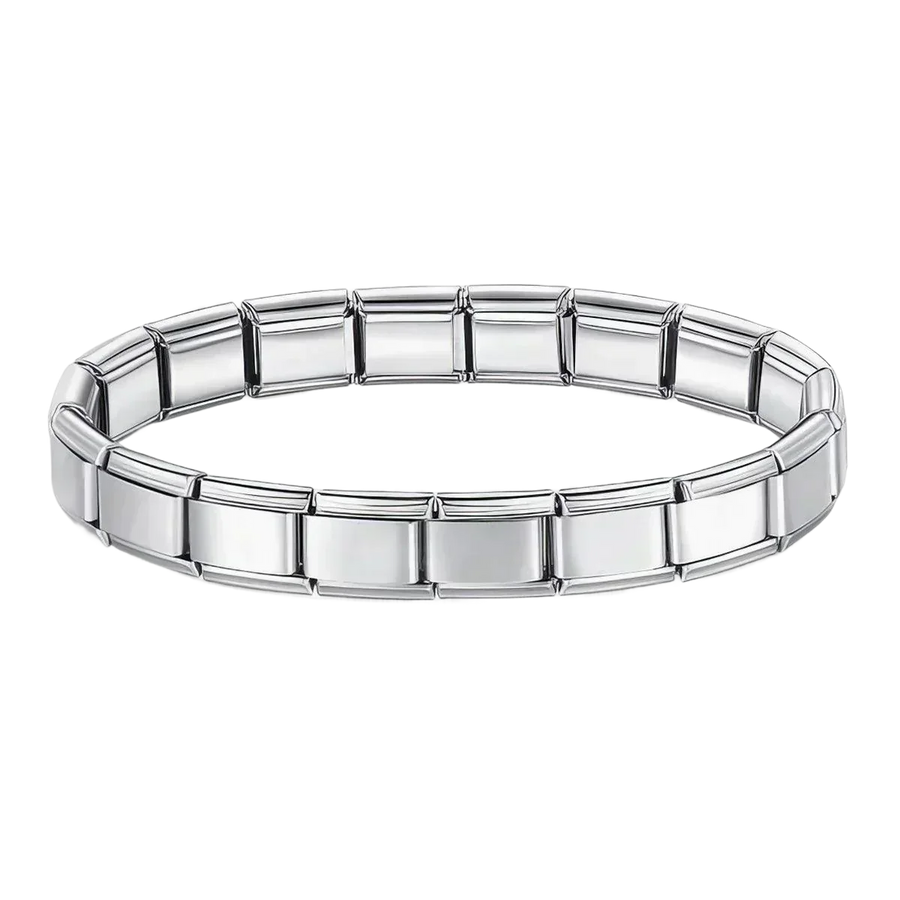 Canvas Bracelet, silver stainless steel 9mm Italian-style modular charm bracelet, no charms